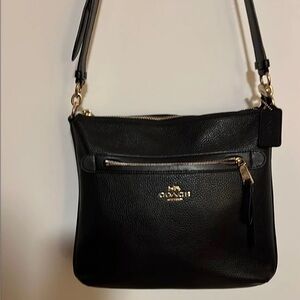 Coach Black Pebbled Leather Crossbody with Gold Hardware